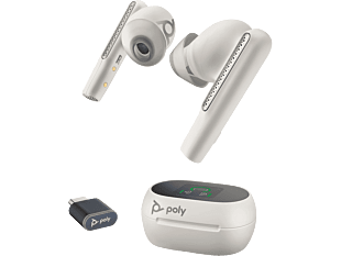 Poly Voyager Free 60+ UC M White Sand Earbuds +BT700 USB-C Adapter +Touchscreen Charge Case (7Y8G8AA)