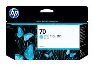 HP 70 130-ml Light Cyan DesignJet Ink 