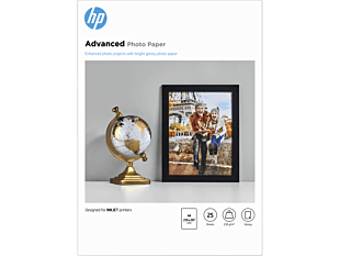 HP Advanced Photo Paper, Glossy, 250 g/m2, A4 (210 x 297 mm), 25 sheets (Q5456A) - Center facing