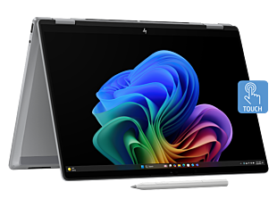 HP OmniBook X Flip 14 inch Next Gen AI Laptop 14-fk0050AU, Silver - 14" - Meteor silver aluminum (BH4N0PA#AB5)