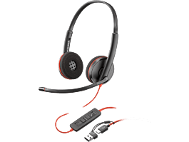 Poly Blackwire 3220 Stereo USB-C Headset +USB-C/A Adapter