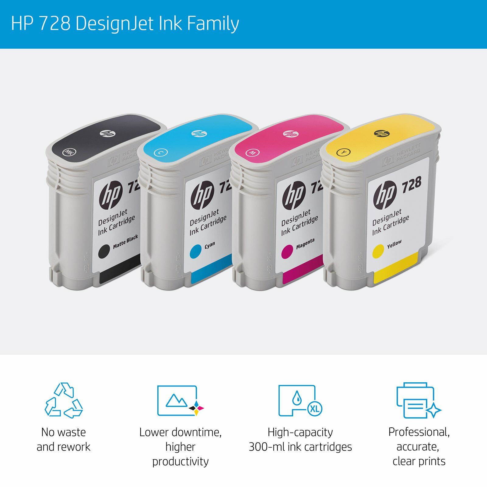 HP 728 300-ml Magenta DesignJet Ink Cartridge - (F9K16A) - Shop HP