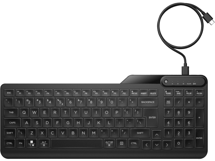 HP 405 Multi-Device Backlit Wired Keyboard (English) (7N7C1AA#UUF)
