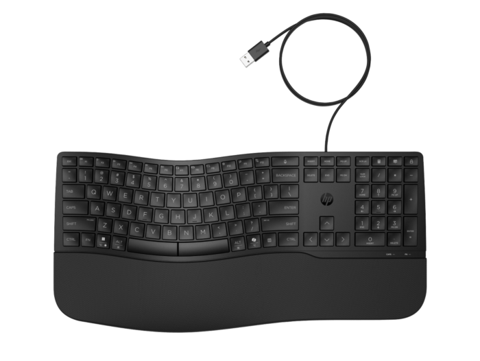 HP 485 Comfort Wired Keyboard (8T6M2AA#UUF) - Top view closed
