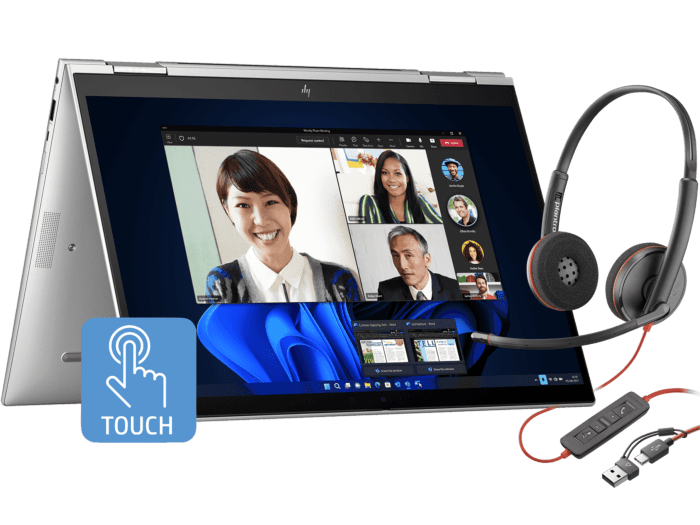 HP Elite x360 1040 14 inch G10 2-in-1 Business Laptop PC + Poly Blackwire 3220 Stereo USB-C Headset +USB-C/A Adapter - 14-inch (35.56 cm) - Silver (9W3V5PA#AB5-BN)