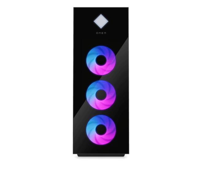 HP OMEN 45L Gaming Desktop PC GT22-3008hk, Black - Without Screen - Black, glass side panel, dark chrome logo (B9GZ7PA#AB5)