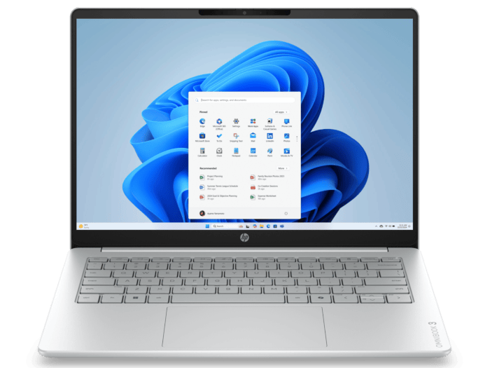 HP OmniBook 3 14 inch AI Laptop 14-ht0115TU, Silver - 35.6 cm (14") - Glacier silver cover and keyboard frame, glacier gray base (DV4P7PA#AB5)