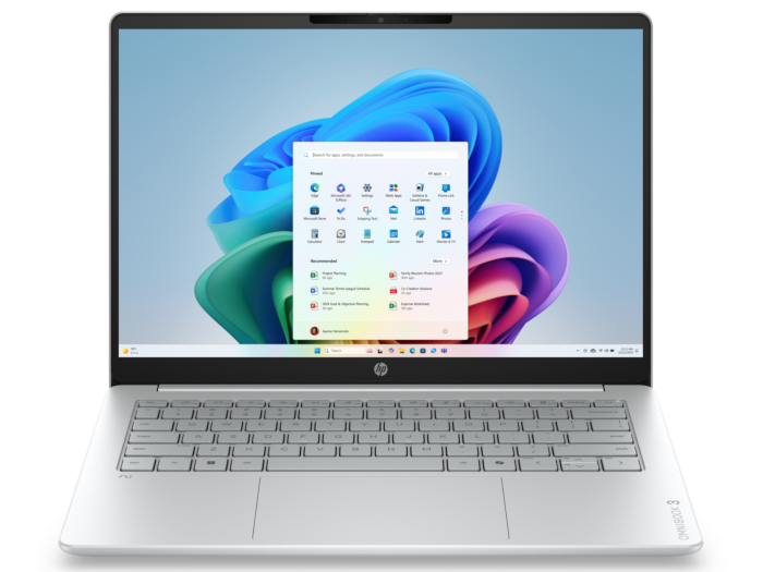 HP OmniBook 3 14 inch Next Gen AI Laptop 14-hs0058TU, Silver - 35.6 cm (14") - Glacier silver cover and keyboard frame, glacier gray base (DW3R1PA#AB5)