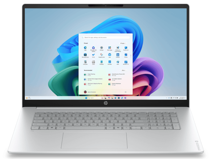 HP OmniBook 3 17 inch Next Gen AI Laptop 17-df0009TU, Silver - 43.9 cm (17.3") - Glacier silver cover and keyboard frame, canvas gray base (D93BJPA#AB5)