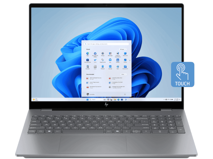 HP OmniBook 7 16 inch Next Gen AI Laptop 16-bh0004TX, Silver - 40.6 cm (16") - Meteor silver aluminum (D8CU9PA#AB5)