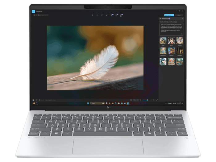 HP OmniBook 7 Aero 13.3 inch Next Gen AI Laptop 13-bg1046AU, Silver - 13.3" - Glacier silver (BH4F4PA#AB5)