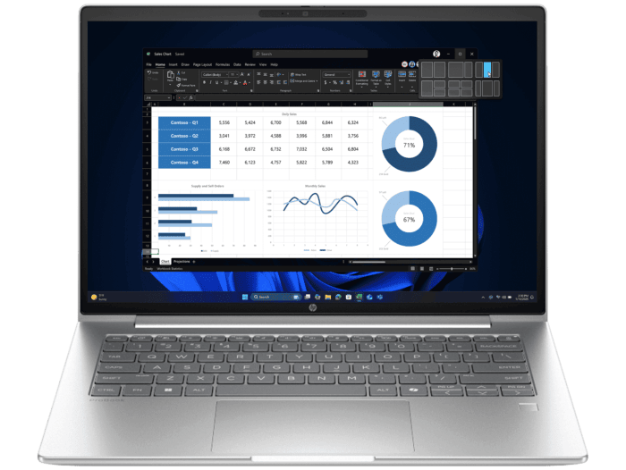 HP ProBook 4 G1i 14 inch AI Laptop, Silver + Poly Voyager 5200 +USB-A to Micro USB Charging Cable TAA - 14" - Pike silver aluminum (C1UH5PT#AB5-BN1)