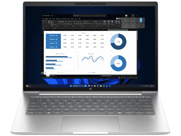 HP ProBook 4 G1i 14 inch AI Laptop, Silver + Poly Voyager 5200 +USB-A to Micro USB Charging Cable TAA - 14" - Pike silver aluminum (C1UH5PT#AB5-BN1)