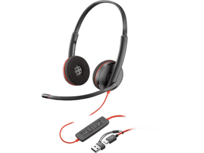 Poly Blackwire 3220 Stereo USB-C Headset +USB-C/A Adapter