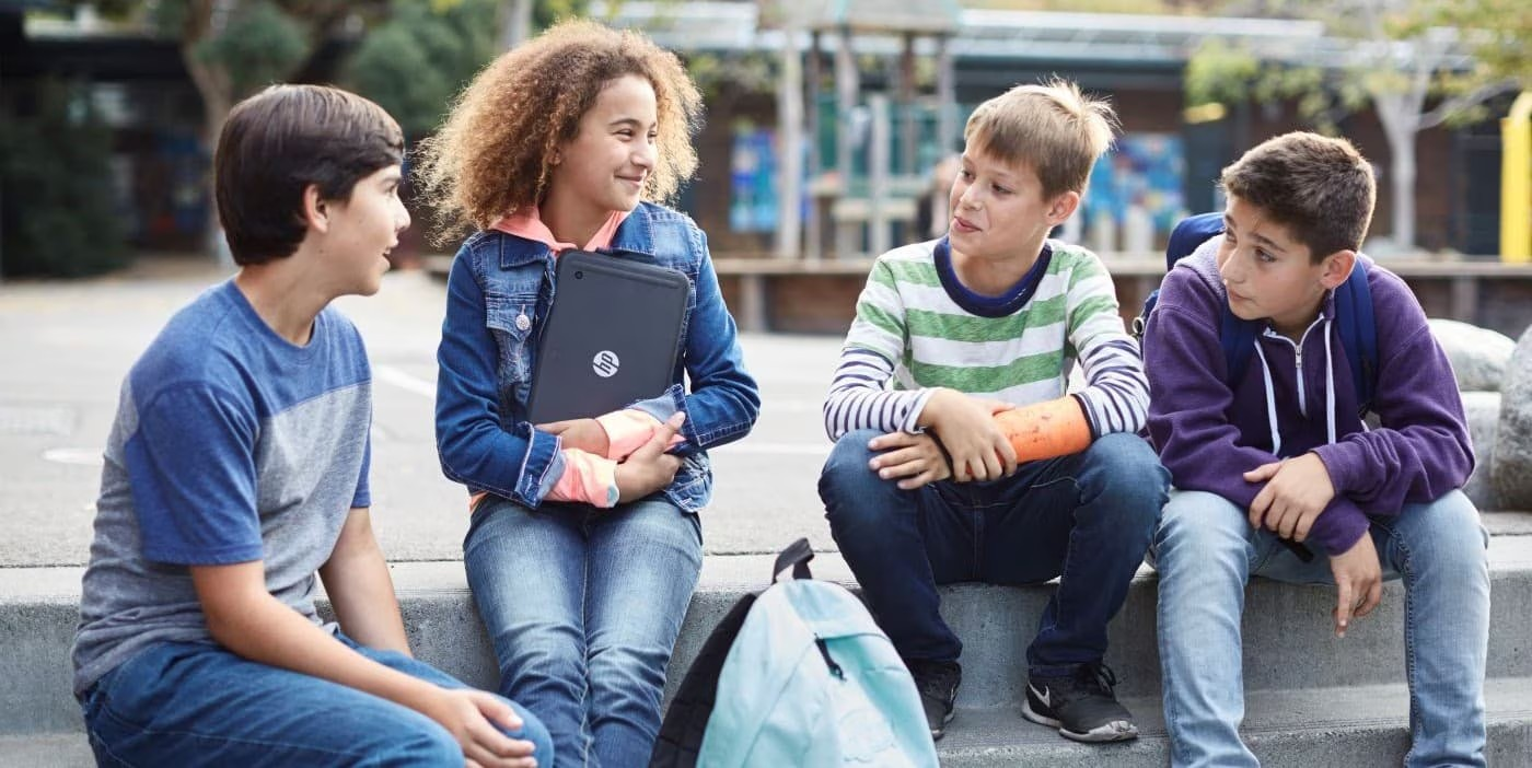 HP laptop with protective accessories for children