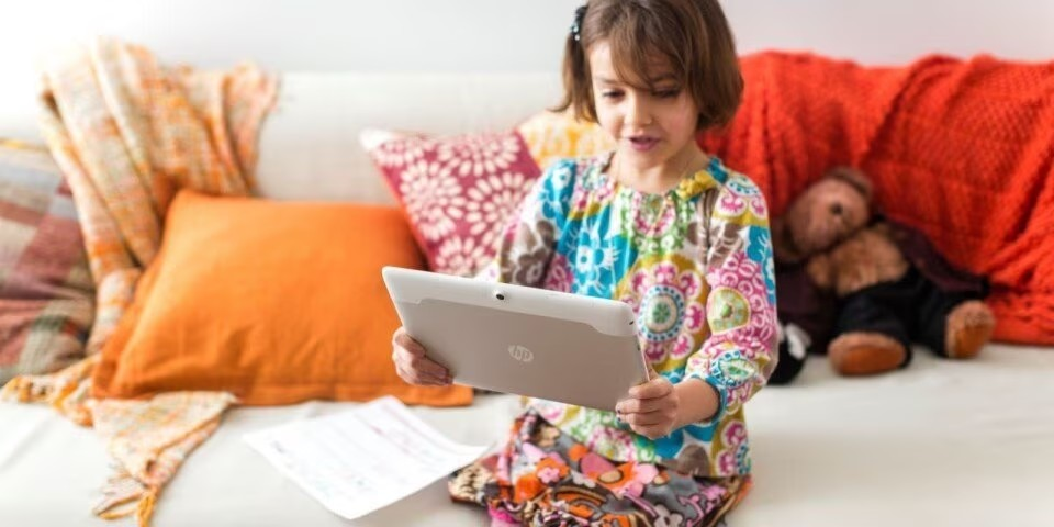 Girl surfing in the web